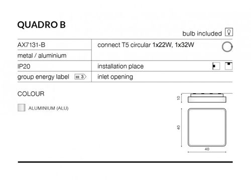 Plafon QUADRO B AX7131-B Azzardo +LED na Arena.pl