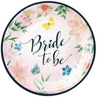 Talerzyki papierowe Bride to be Kwiaty 18cm 6szt