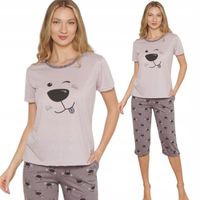 MORELLA PIŻAMA DAMSKA KRÓTKI RĘKAW SPODNIE 3/4 BAWEŁNA