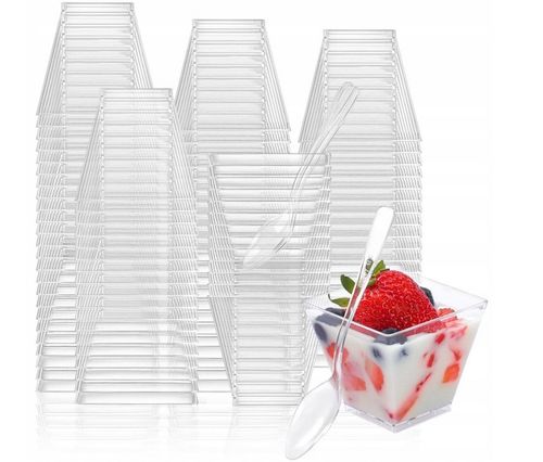 PUCHARKI POJEMNIKI NA DESERKI 120ml + ŁYŻECZKI SŁODKI STÓŁ 50szt na Arena.pl