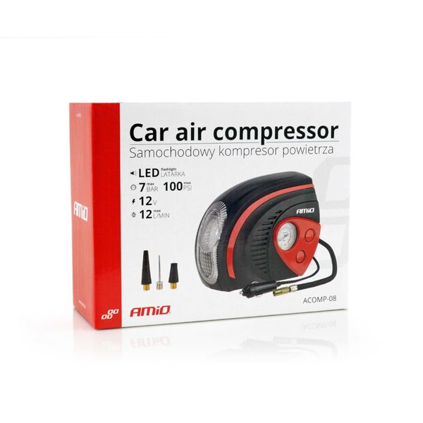 Kompresor samochodowy LED ACOMP-08 AMIO zdjęcie 2
