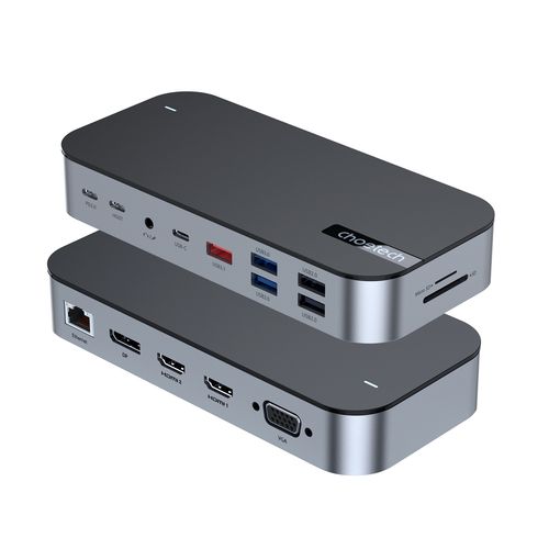 HUB Adapter M52 USB-C USB-A hdmi vga dp sd tf RJ45 aux PD szary na Arena.pl