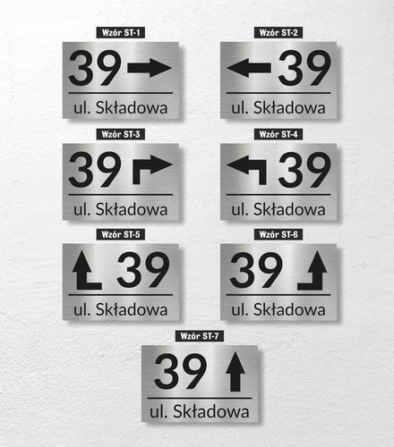 Tabliczka ADRESOWA ALUMINIOWA ZE STRZAŁKĄ Numer na Arena.pl