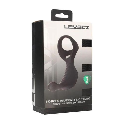 Vibrating Silicone Prostate Stimulator With Tri O Cockring - Black na Arena.pl