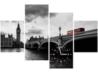 120CM 80CM ZEGAR 4 ELEM AUTOBUSEM BIG BENA OBRAZ ŚCIENNY