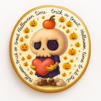 CIASTKO LUKROWANE HALLOWEEN NO.6 ROZ.L KOŁO RĘCZNIE ROBIONE