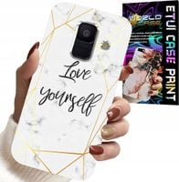 ETUI DO SAMSUNG A6 2018 - BIAŁY MARMUREK W ZŁOTE RAMKI LOVE YOU