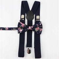 SZELKI męskie i MUCHA męska granatowa w kwiaty