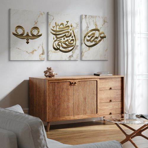 Obrazy Do Sypialni Set Abstrakcja Marmur Boho Islamskie Symbole 90cm x 40cm na Arena.pl