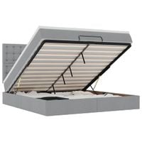 Rama łóżka otomana z materacem, jasnoszara, 180x200 cm, tkanina