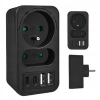 Rozgaleznik sieciowy z usb Rozdzielacz na 2 gniazda 2x USB-A 2xUSB-C 3 szt