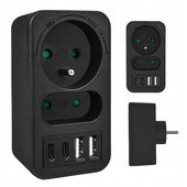 Rozgaleznik sieciowy z usb Rozdzielacz na 2 gniazda 2x USB-A 2xUSB-C 3 szt
