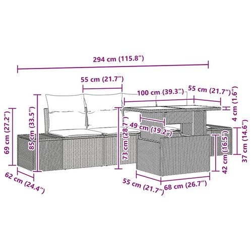 Zestaw Sof na Ogród 5 pcs Brązowy i Kremowy 100 x 55 x 73 cm na Arena.pl
