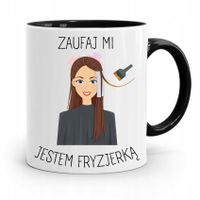 Kubek Czarny Fryzjera Zaufaj Mi Jestem Fryzjerką Z Nadrukiem Ze Zdjęciem