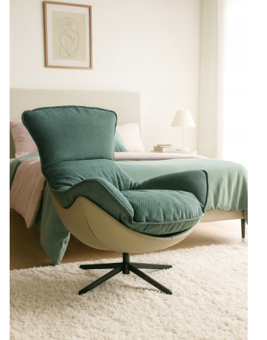 Fotel obrotowy z poduszką JASPER zielony wygodny wypoczynkowy salon na Arena.pl