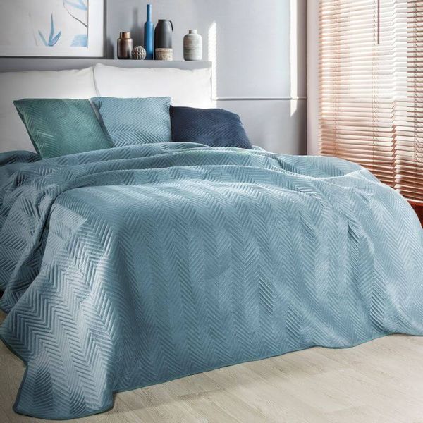 Narzuta welurowa SOFIA 200x220 Eurofirany niebieski zdjęcie 1
