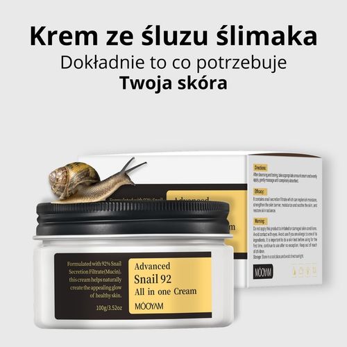 MOOYAM - Advanced Snail 92% Cream - Krem do twarzy ze Śluzem Ślimaka (100g) na Arena.pl