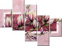 100 75CM OBRAZ 5 ELEM SŁODYCZ MAGNOLII PUDROWYM RÓŻU ŚCIENNY