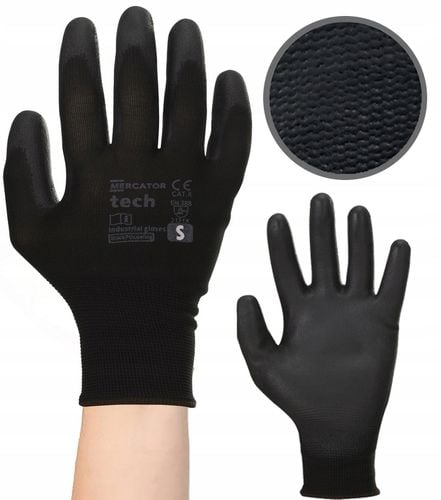 rękawice robocze mercator tech black+black pu - s - 1 para na Arena.pl