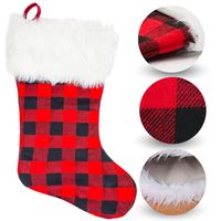 Skarpeta w kratę świątecza na kominek prezenty zawieszka dekoracja choinka