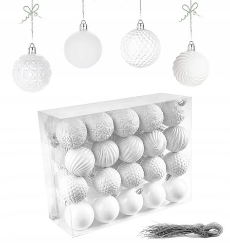 BOMBKI NIETŁUKĄCE CHOINKOWE wzory 6 cm 40 szt ZESTAW BOMBEK na Arena.pl