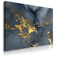 Obraz Do Salonu Czarno-Złota Abstrakcja Marmur Glamour 90cm x 60cm