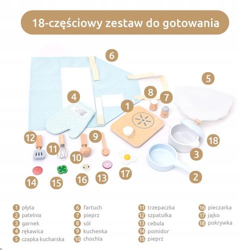 UMU Drewniany zestaw do gotowania dla dzieci 18 elementów na Arena.pl