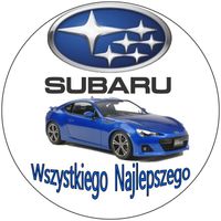 Opłatek na tort Urodziny Subaru Samochód Auto Logo 18 30 40 50 60 Tekst