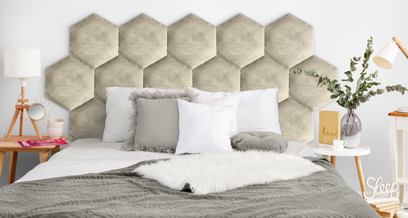 PANELE TAPICEROWANE PLASTER MIODU Heksagon KREMOWY 35cm x 40cm zdjęcie 10