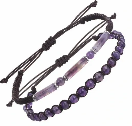 BRANSOLETKA DAMSKA KAMIEŃ AMETYST ZESTAW 2w1 zdjęcie 8