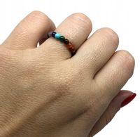 PIERŚCIONEK Z KAMIENI 7 CZAKR ELASTYCZNY KORALIKI