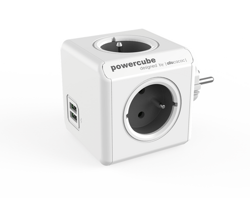 Listwa zasilająca allocacoc PowerCube Original USB - szary, 4x 230 V + 2x USB 2,1 A max na Arena.pl