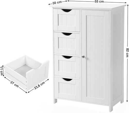 Szafka łazienkowa 55x30x82 cm biała z 4 szufladami i regulowaną półką na Arena.pl