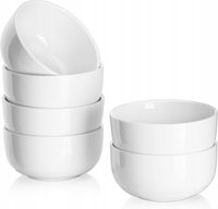 DOWAN Zestaw 6 białych porcelanowych miseczek deserowych 300 ml / 10 cm