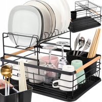 DUŻA SUSZARKA DWUPOZIOMOWA DO NACZYŃ + OCIEKACZ NA TALERZE KUBKI I SZTUĆCE