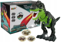 Dinozaur Na Baterie Składa Jaja Zieje Ogniem Para Wodna Zielony Lean Toys