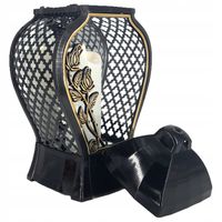 Duży 32cm Znicz Lampion Glamour Ażur Czarny Złoty dekoracyjny wazon