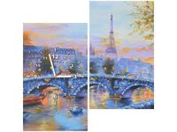 60X60CM ZEGAR ALEJKA PARYŻU OBRAZ DREWNO ŚCIAN KWADRAT