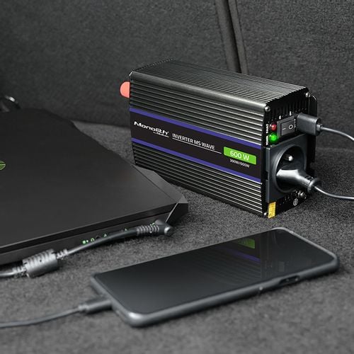 Qoltec Przetwornica napięcia Monolith 600 MS Wave | 12V na 230V | 300/600W | USB na Arena.pl