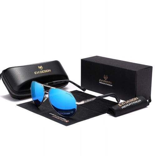 Okulary PRZECIWSŁONECZNE męskie z polaryzacją UV400 pilotki + etui ZESTAW na Arena.pl