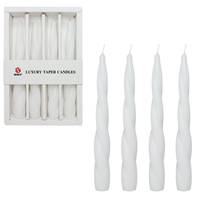 Świece Stożkowe Spiralne Bezzapachowe Białe Zestaw 4 Szt 19 cm Dekoracja