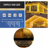 KURTYNA ŚWIETLNA SOPLE 300 LED LAMPKI ŚWIĄTECZNE GIRLANDA PROGRAMY CIEPŁY