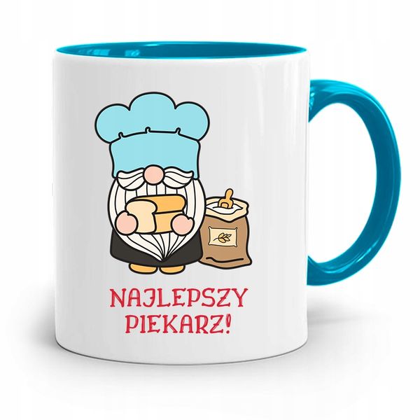 Kubek Błękitny Prezent Dla Najlepszego Piekarza Z Nadrukiem Ze Zdjęciem zdjęcie 1