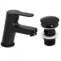 Bateria umywalkowa w komplecie z korkiem klik klak z przelewem czarna loft