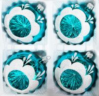 Bombki szklane 10cm reflektor 4 szt Ręcznie zdobione produkt PL (turkusowy)