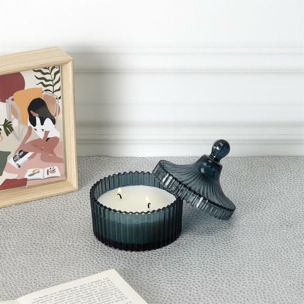 Świeca ze szkła bohemskiego L zielona zdjęcie 2