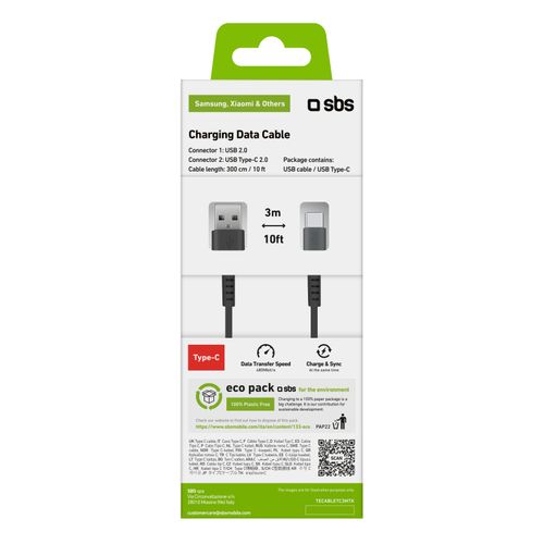 Kabel przewód USB-A - USB-C 3m - czarny na Arena.pl