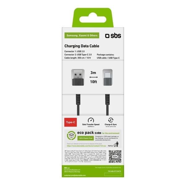 Kabel przewód USB-A - USB-C 3m - czarny zdjęcie 4