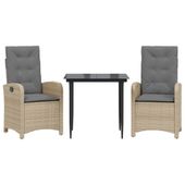 3-cz. zestaw mebli ogrodowych z poduszkami, mieszany beż