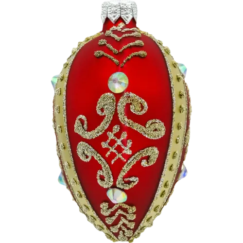 Bombka choinkowa szklanSerce ze złotymi zdobieniami i kryształami: czerwone na Arena.pl